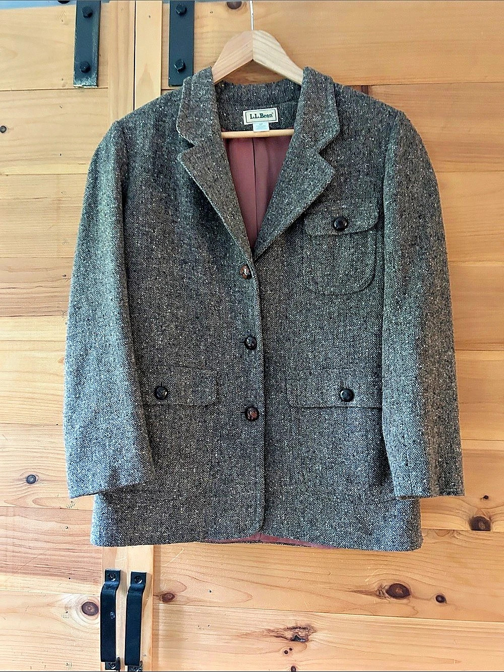 L.L.Bean Brown Tweed Suit Jacket  Size 8P